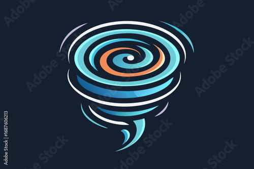 Tornado swirl icon with clean spiral minimal glowing storm effect