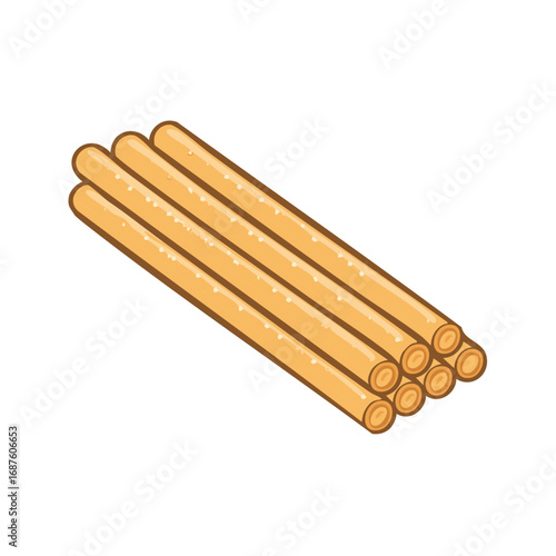 Pile of salty pretzel sticks, isolated snack or appetizer food illustration for culinary or fast food concept