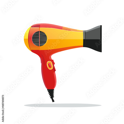 Colorful Hair Dryer Appliance for Styling and Drying Hair Accessories Isolated