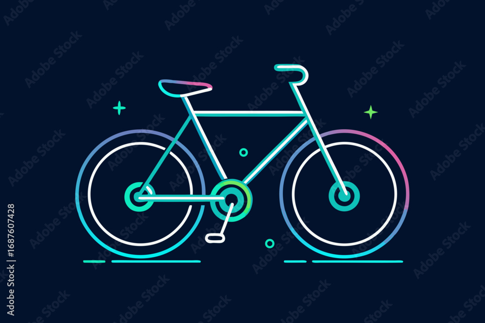 Obraz premium neon minimal line glow icon of bicycle with subtle glowing lines