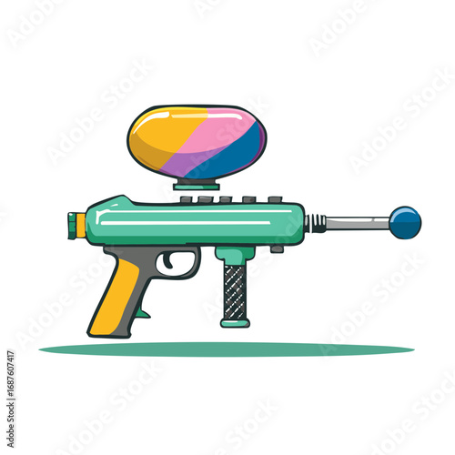 Colorful Paintball Marker Toy Gun with Hopper Loaded with Pellets