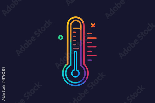 thermometer measurement glowing neon minimal line design icon