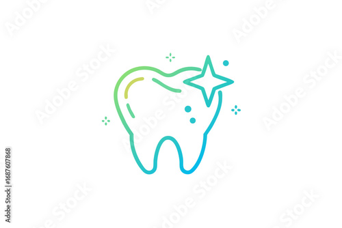 tooth dental health glowing neon minimal line icon illustration