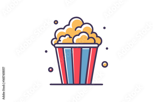 popcorn bucket glowing with fluffy kernels spilling out