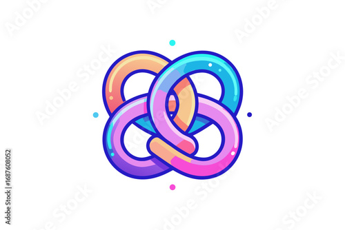 pretzel glowing with twisted loops and salt dot details