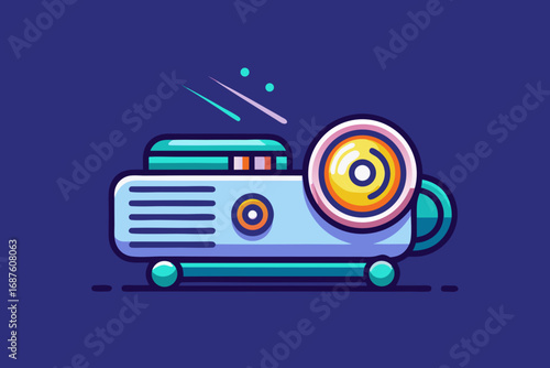 projector machine glowing with beam of light onto screen