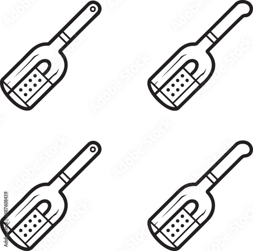 Set of Garlic press Outline vector illustration isolated On Transparent Background