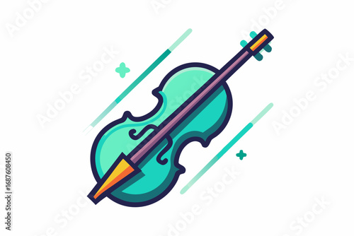 Violin icon glowing with bow diagonally across strings