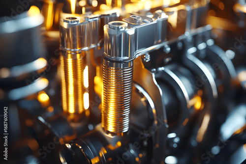 Close-up View of Glowing Engine Components