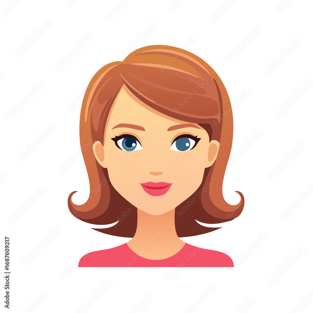 Cartoon woman portrait with blue eyes and red hair Cartoon woman portrait with blue eyes and red hair