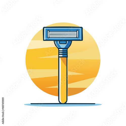 Cartoon style razor illustration with yellow and blue colors.