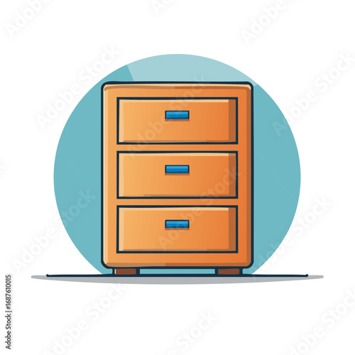 Cartoon Style Wooden Cabinet with Three Drawers and Blue Accents Furniture