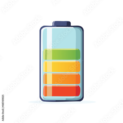 Illustration of a Battery Indicator with Full Charge Level of Energy and Power Storage