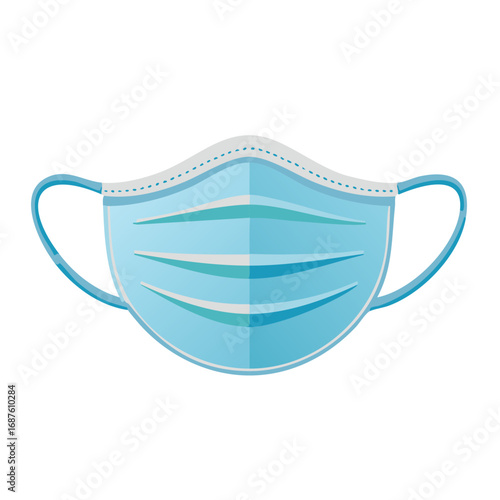 Blue disposable face mask for protection against germs and viruses isolated on white