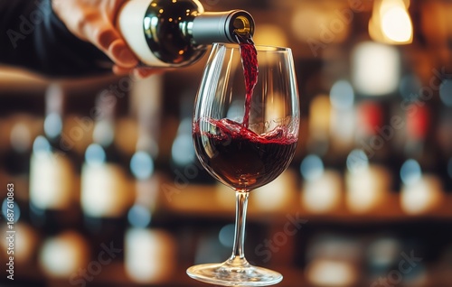 Pouring Red Wine Into a Glass at a Cozy Winery Setting