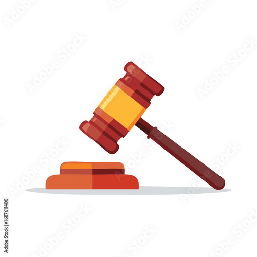 Illustration of Judge's Gavel with Striking Block for Court Judgements