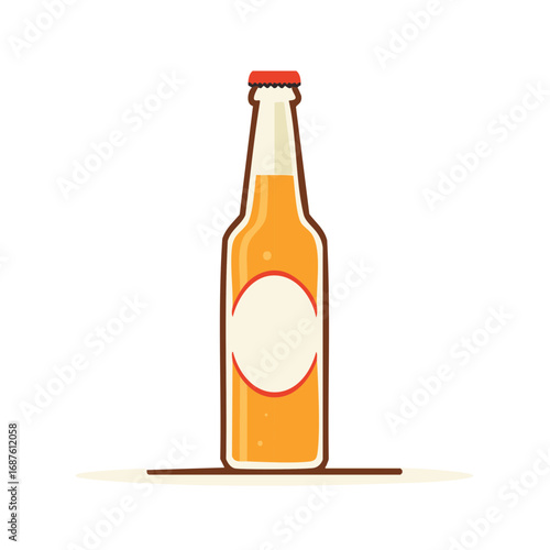 Golden Lager Beer Bottle with Blank Label Ready for Customization