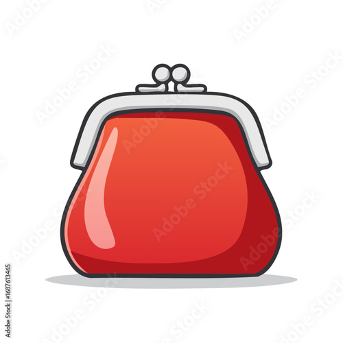 Red Coin Purse Illustration, Fashionable Clasp Wallet for Cash, Money Holding