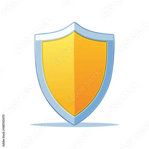 Cartoon shield graphic with yellow and orange color, defensive icon