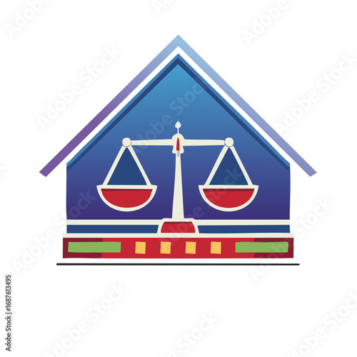 House with scales of justice icon representing property law and legal services