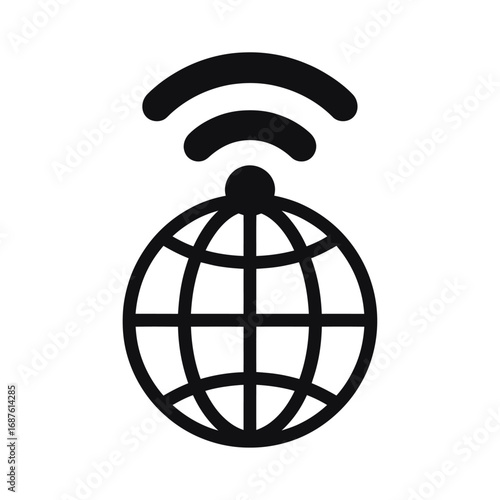 black and white silhouette of global internet connection symbol