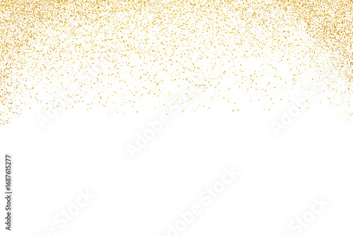 Golden glitter confetti frame for invitation and celebration with luxury sparkling sparse gold confetti on transparent background
