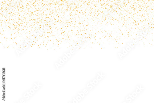 Gold glitter sparkle confetti with falling shining dust and glittering golden particles isolated on transparent background for celebration and festive decoration
