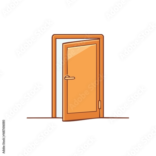 Vibrant Cartoon Illustration of an Open Doorway Symbolizing New Beginnings and Opportunities