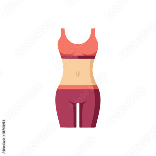 Abstract illustration of women's sportswear, fitness outfit. Workout clothes for healthy lifestyle
