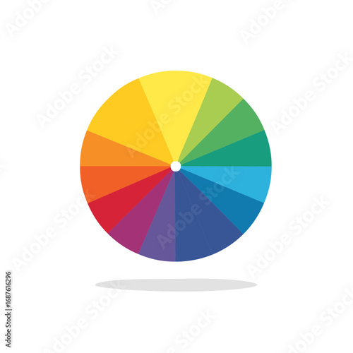 Vibrant color wheel illustration with spectrum of colors representing graphic design and artistic expression displayed on plain background