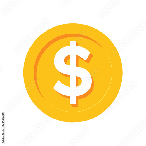 Bright Golden Coin with Dollar Sign Symbolizing Finance Wealth and Investment