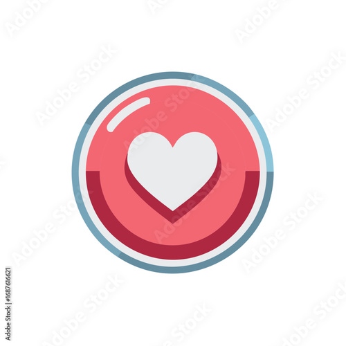 Heart icon in circle design, social media love button, vector illustration