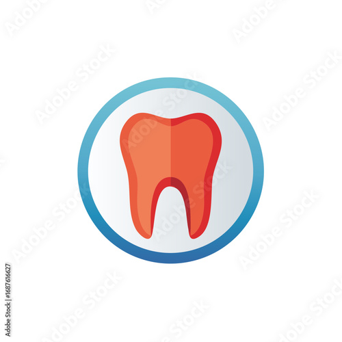 Tooth Care Graphic Icon in Circular Frame Orange Teeth Design Symbol