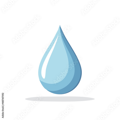 Isolated blue water drop with shadows, simple vector illustration