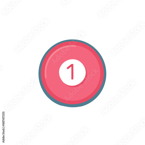 Billiard Ball Number One Pink Circle Design Element Sports Graphics Illustration