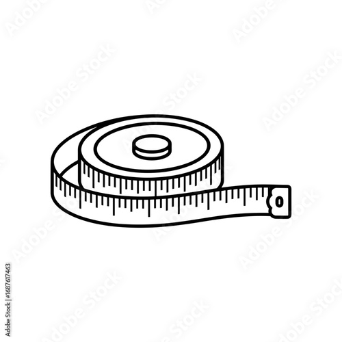 Measuring tape icon illustration in black on a transparent background - concept