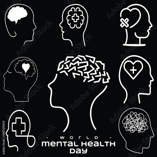 World Mental Health Day Awareness and Support Promoting Positive Mind Health Emotional Wellbeing Brain Care Compassion and Understanding for Mental Wellness and Healing