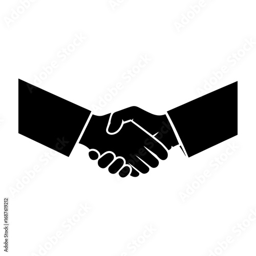 black and white silhouette of business handshake concept