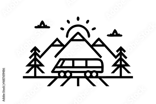 A simple vector illustration of a mountain home with a snowy roof, perfect for a winter holiday travel icon
