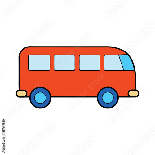 Simple Toy Bus White Background Vector Illustration