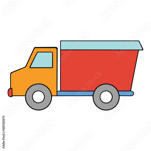 Simple Toy Dump Truck White Background Vector Art