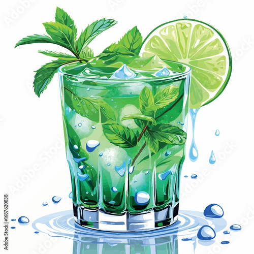 Refreshing Mojito Cocktail Vector Illustration: Summer Drink Perfection