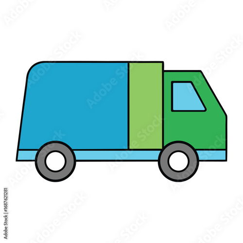 Simple Toy Garbage Truck White Background Vector Illustration