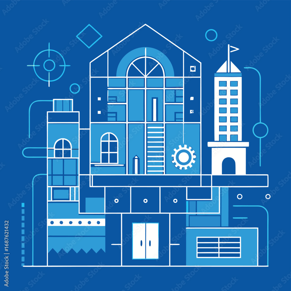 Fototapeta premium flat vector architectural blueprint (1).eps