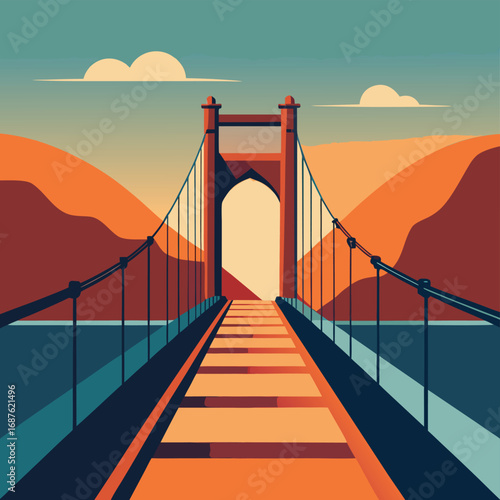 flat vector bridge with cables (2).eps