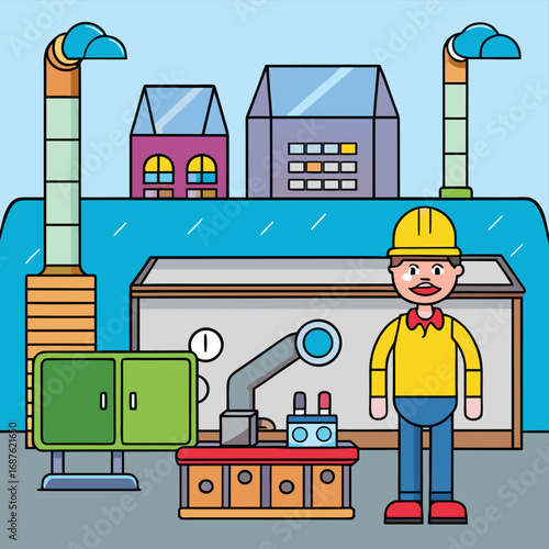 flat vector factory interior  flat vector.eps