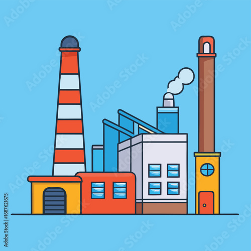 flat vector industrial chimney and factory.eps