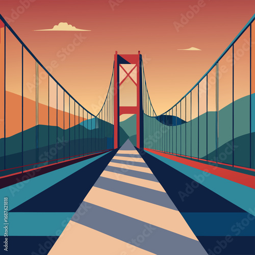 flat vector suspension bridge cables close up (2).eps