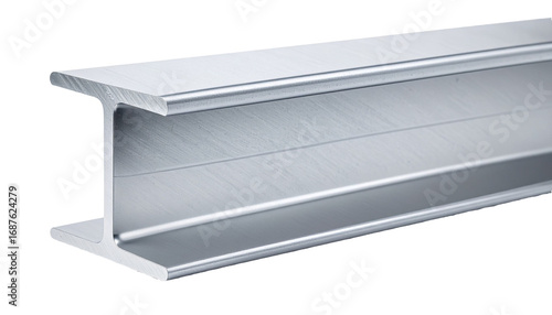Shiny steel i-beam on transparent background