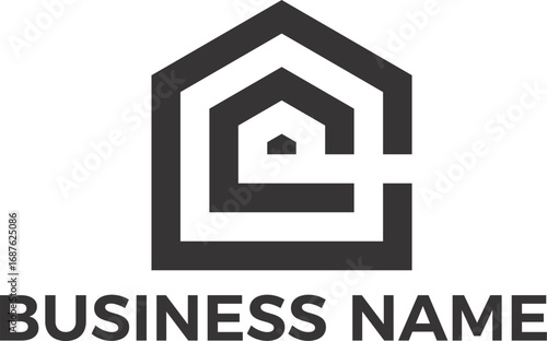 Real Estate property house interior design minimalist logo design in editable vector file and PNG Transparent file 